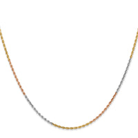 14k Tri-color 1.5mm Diamond-cut Rope Chain