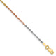 14k Tri-color 1.5mm Diamond-cut Rope Chain Anklet