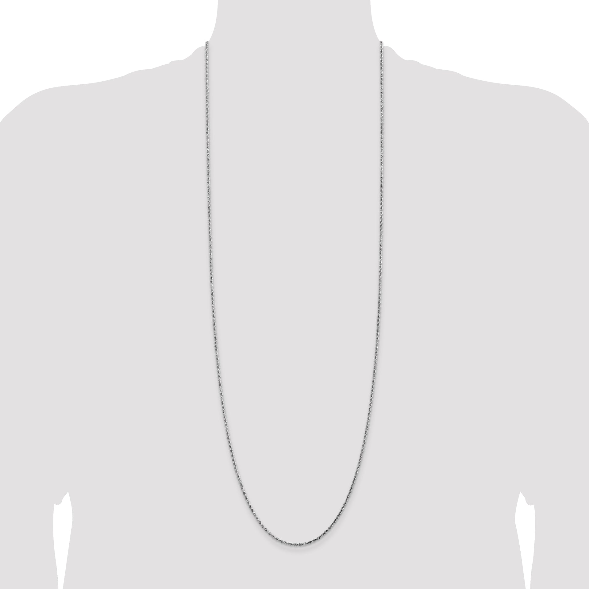 14k White Gold 1.75mm Diamond-cut Rope Chain