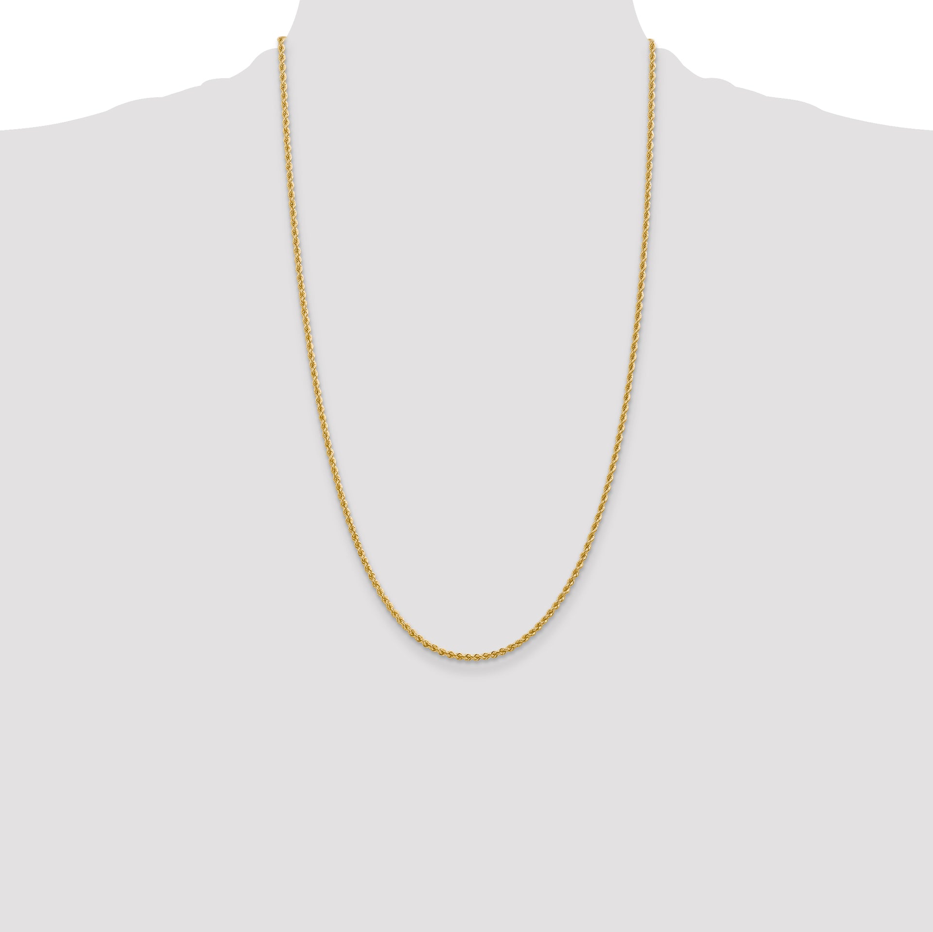 14k 2.25mm Solid Rope Chain