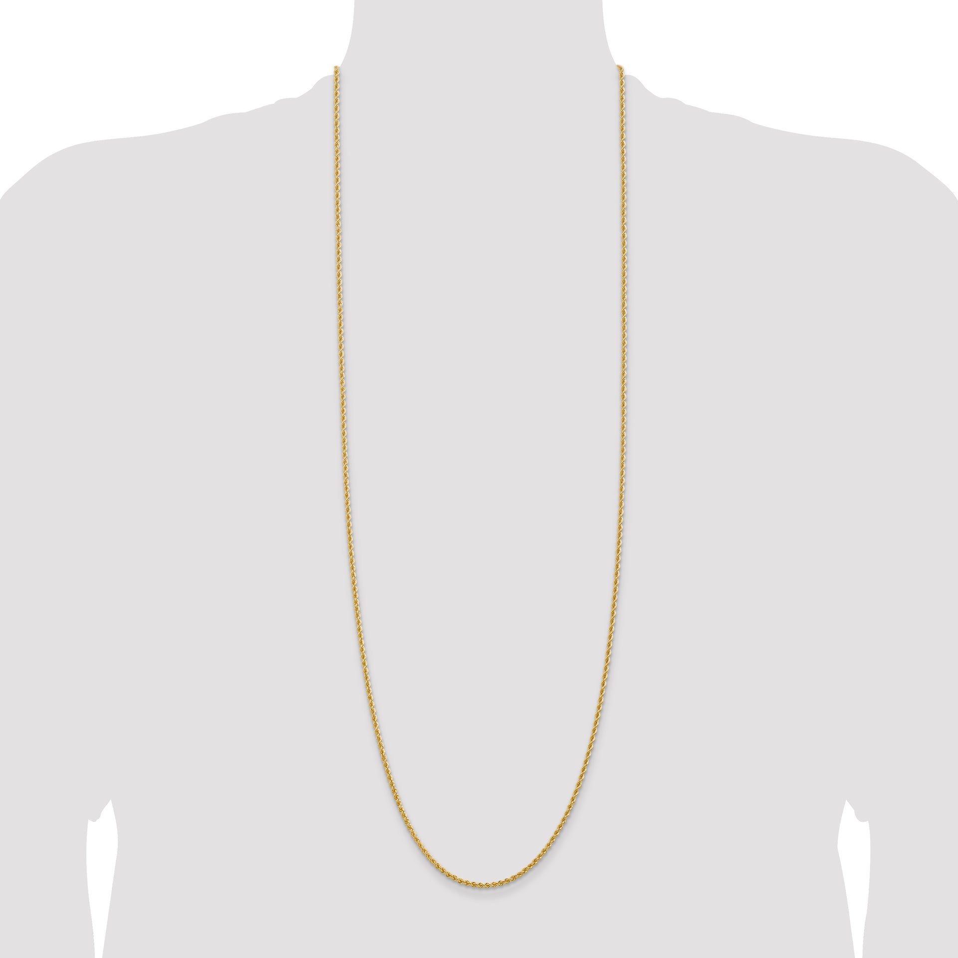 14k 2.25mm Solid Rope Chain