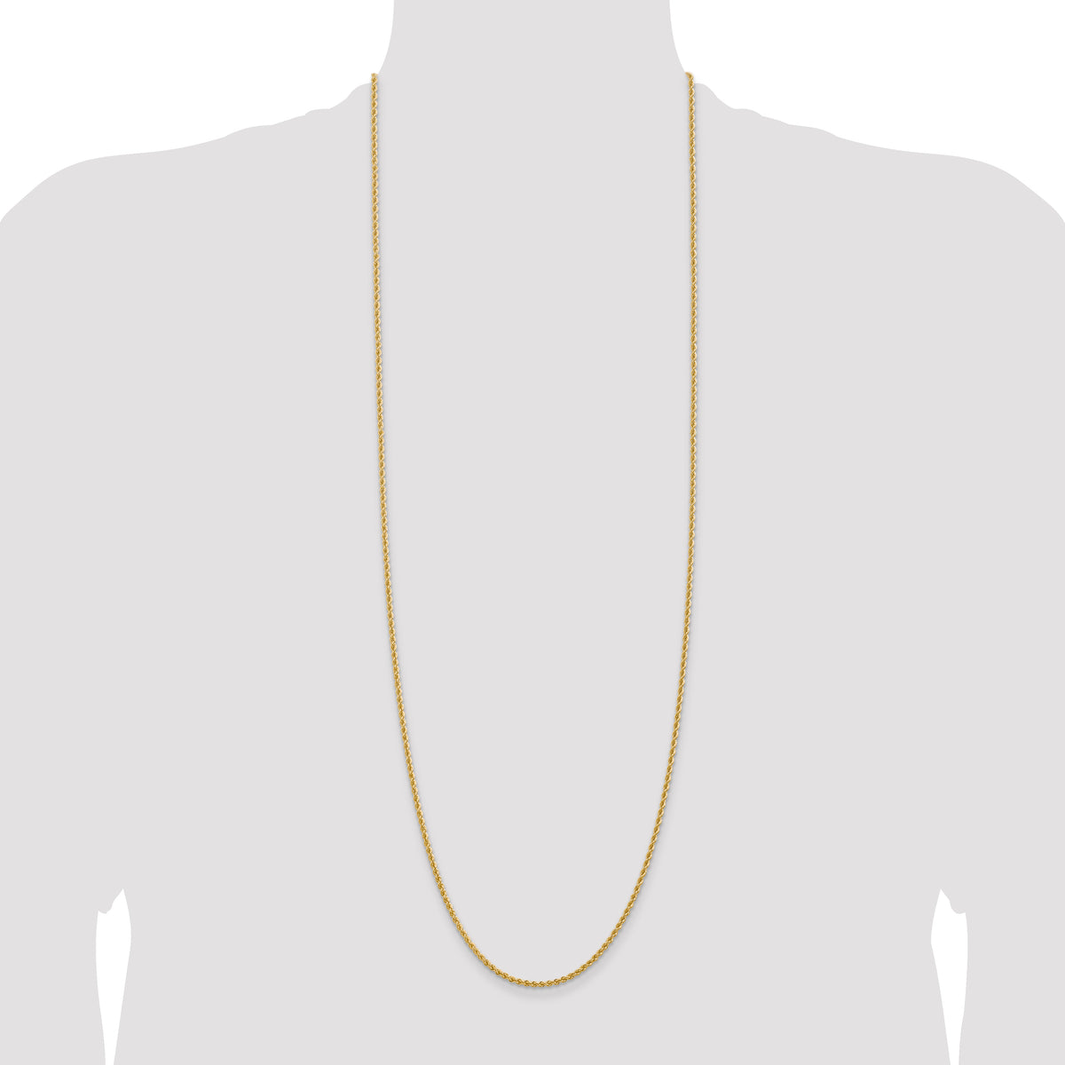 14k 2.25mm Solid Rope Chain