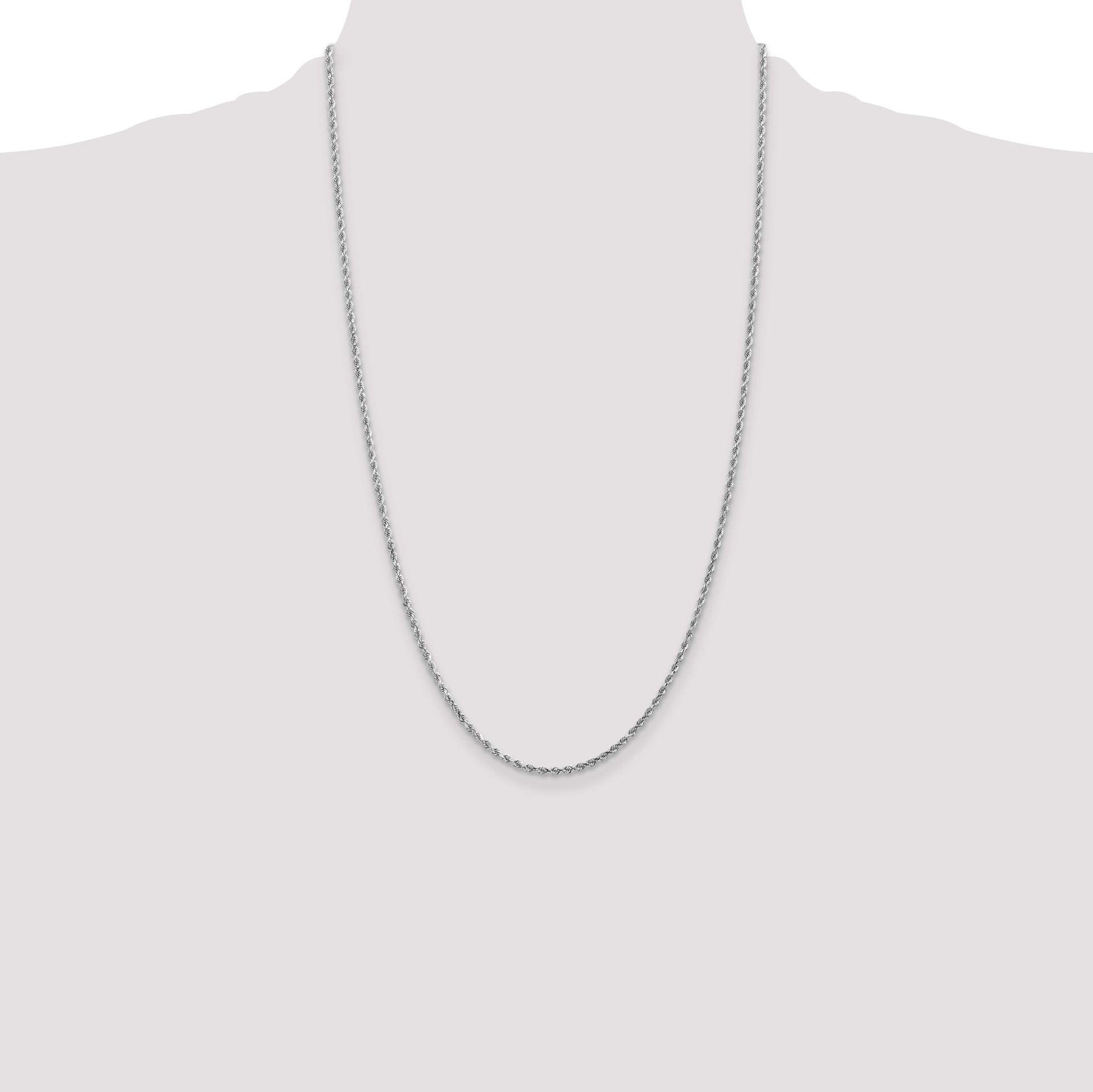 14k White Gold 2.0mm Diamond-cut Rope Chain
