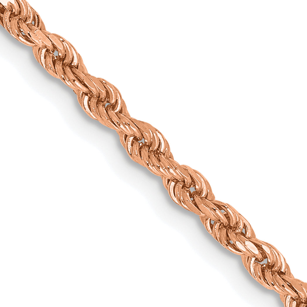 14k Rose Gold 2.25mm Diamond-cut Rope Chain