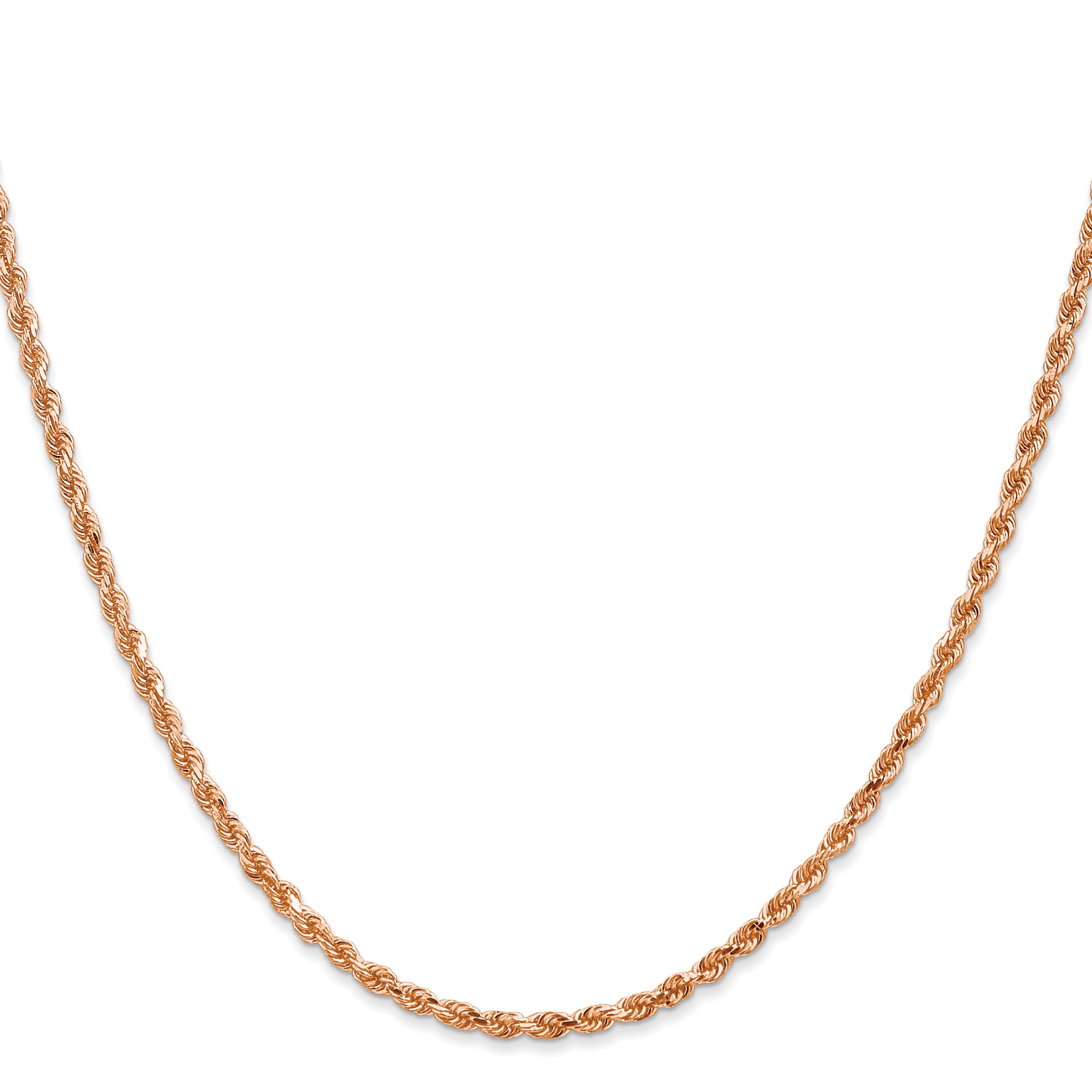 14k Rose Gold 2.25mm Diamond-cut Rope Chain