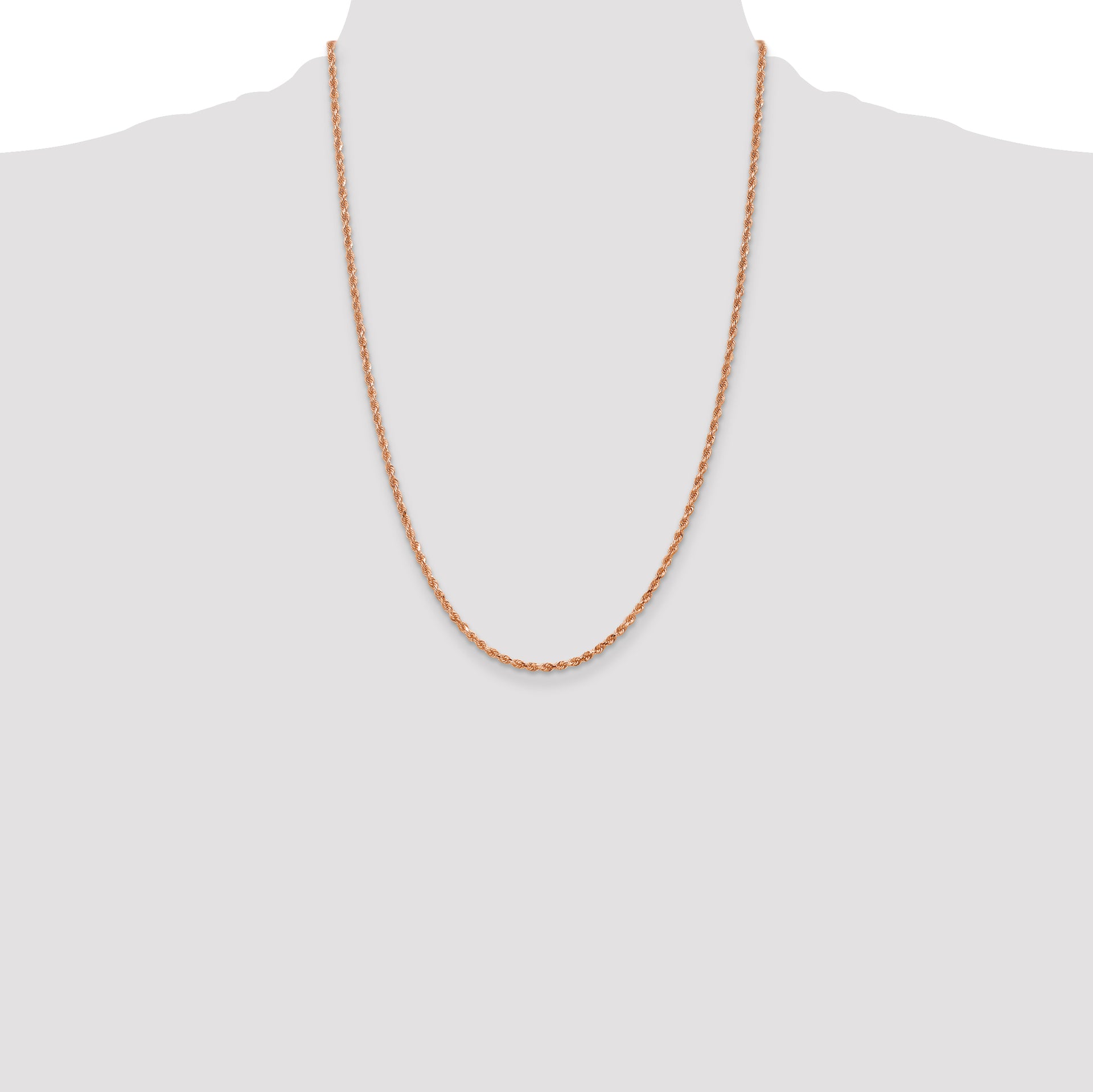 14k Rose Gold 2.25mm Diamond-cut Rope Chain