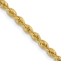14k 2.5mm Solid Rope Chain