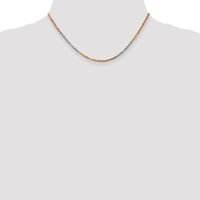 14k Tri-color 2.5mm Diamond-cut Rope Chain