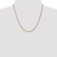 14k Tri-color 2.5mm Diamond-cut Rope Chain