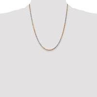 14k Tri-color 2.5mm Diamond-cut Rope Chain