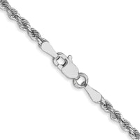 14k White Gold 2.25mm Diamond-cut Rope Chain