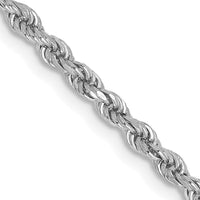 14k White Gold 2.25mm Diamond-cut Rope Chain