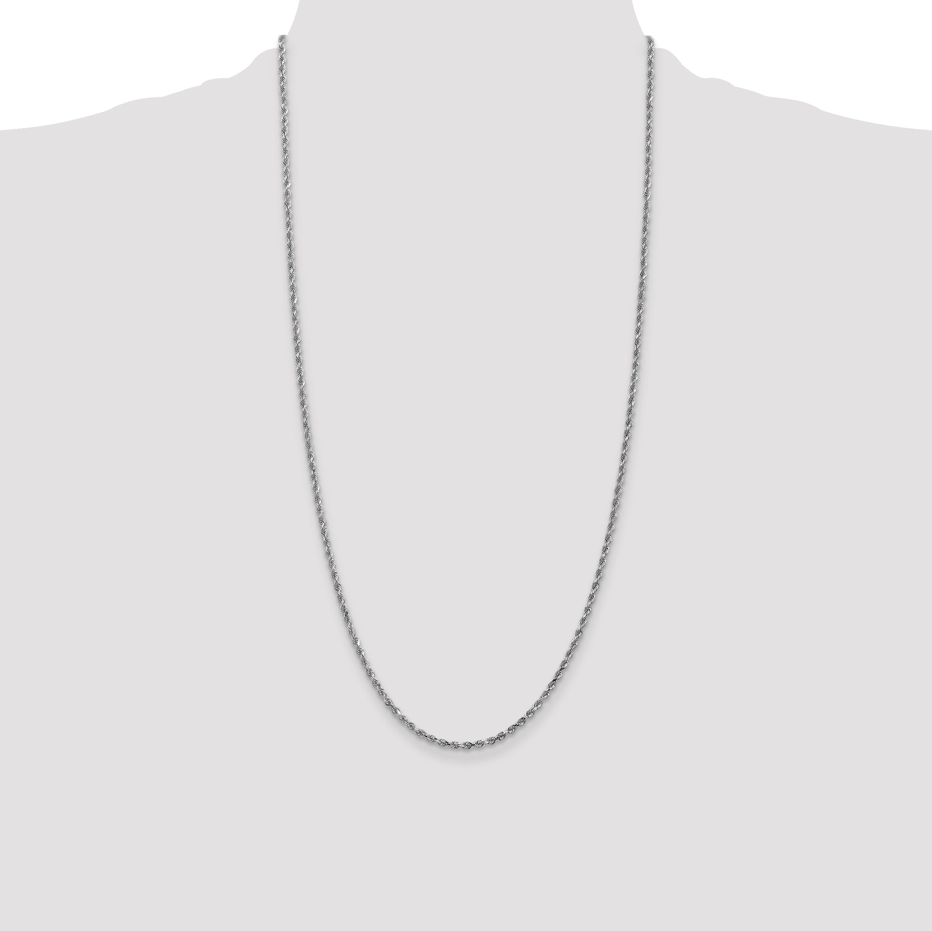 14k White Gold 2.25mm Diamond-cut Rope Chain