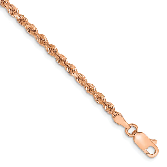 14k Rose Gold 2.75mm Diamond-cut Rope Chain