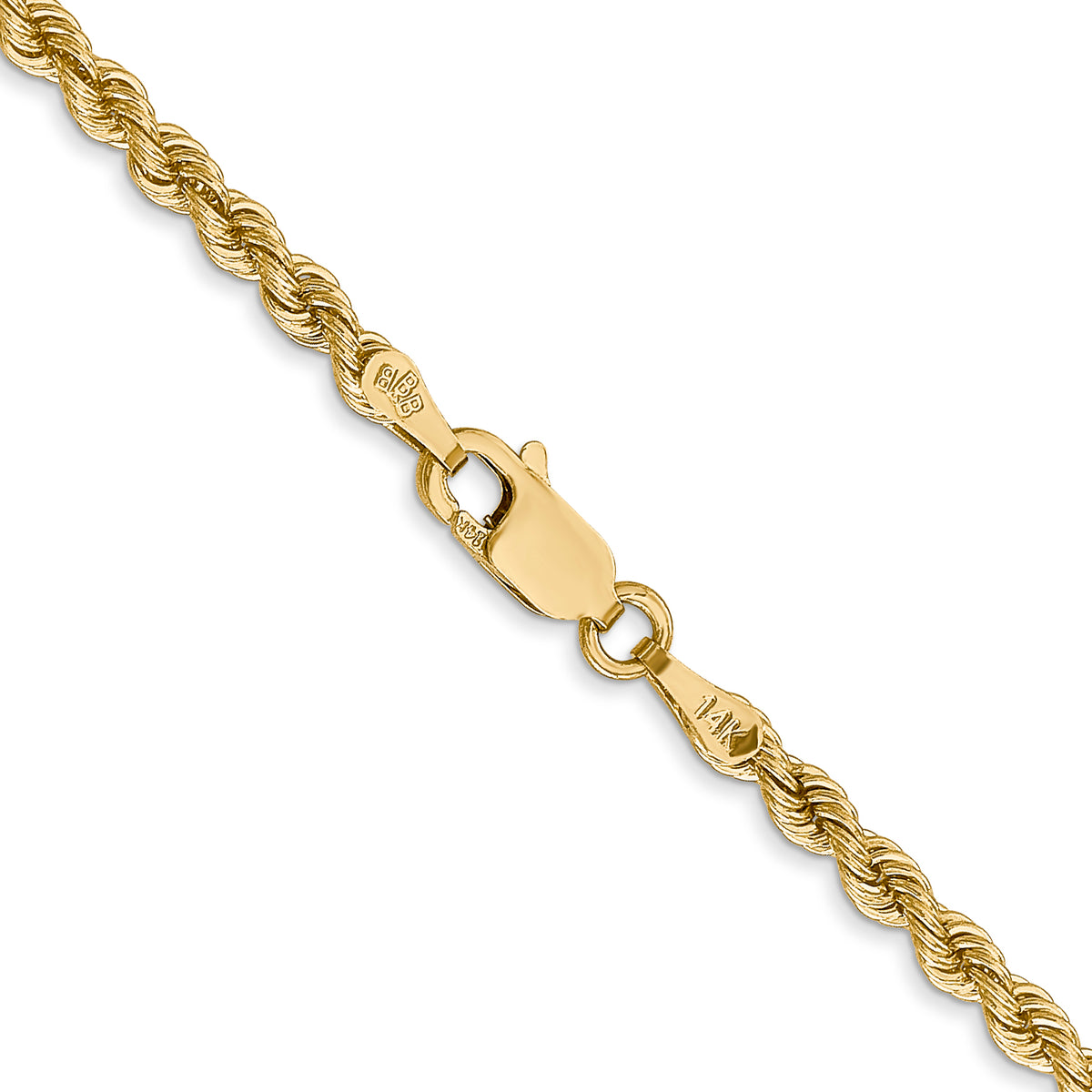 14k 2.75mm Solid Rope Chain