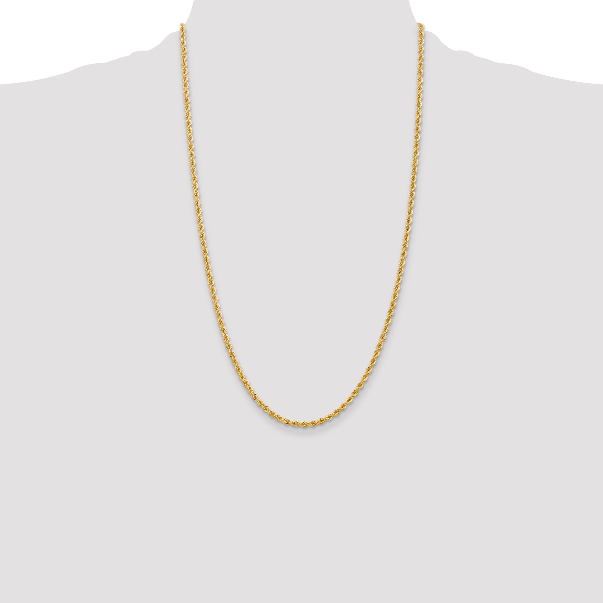 14k 2.75mm Solid Rope Chain
