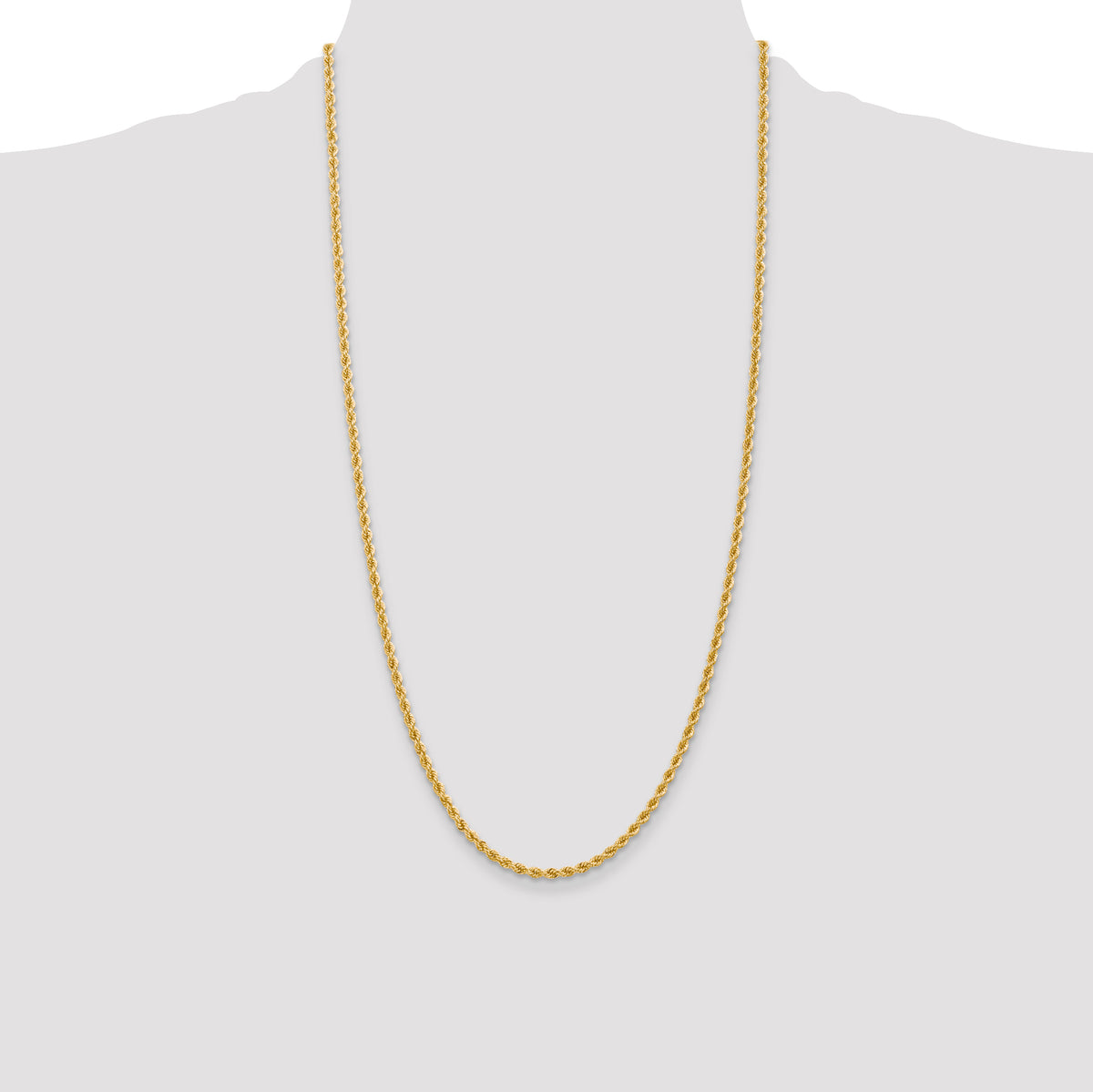 14k 2.75mm Solid Rope Chain