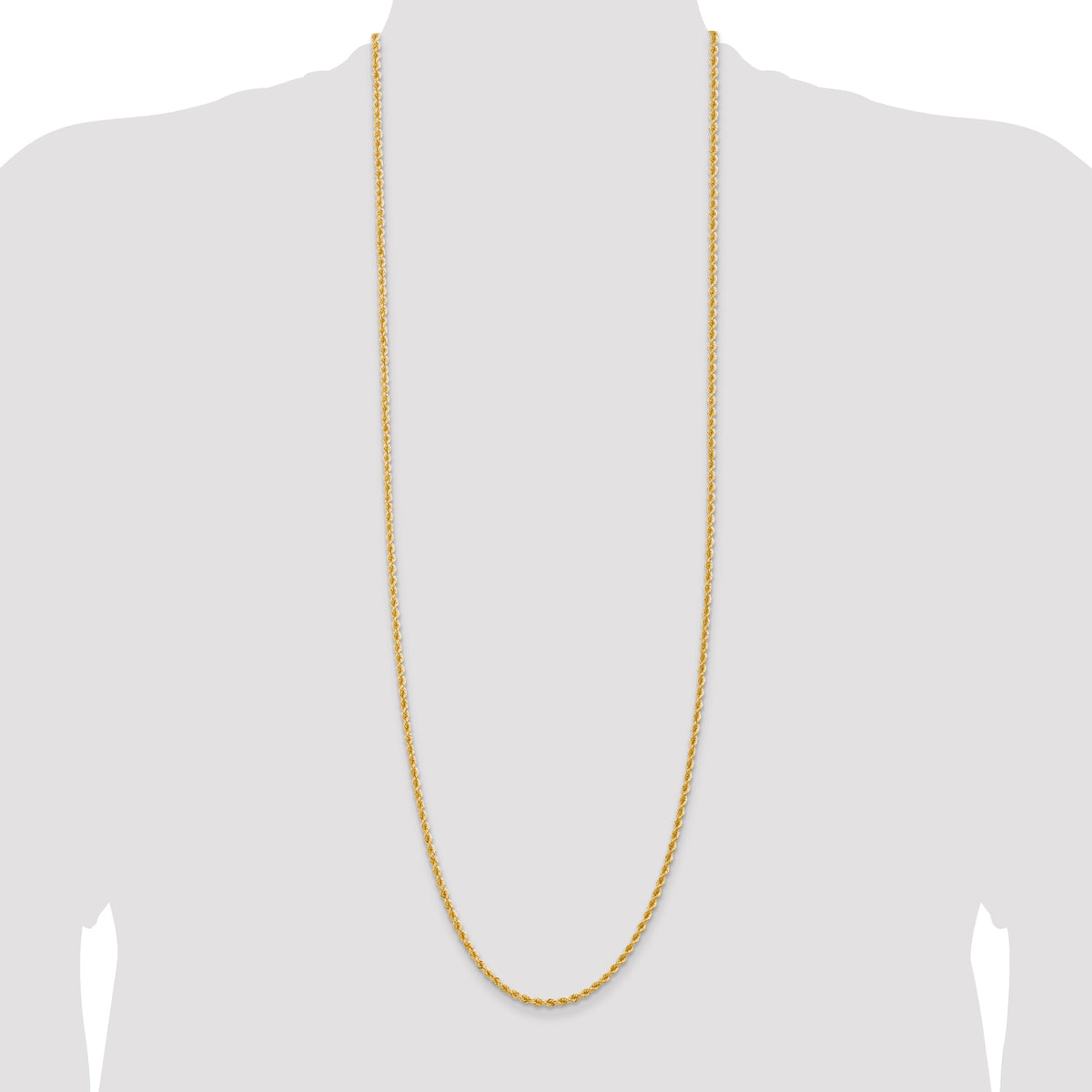 14k 2.75mm Solid Rope Chain