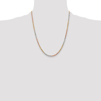 14k Tri-color 2.75mm Diamond-cut Rope Chain
