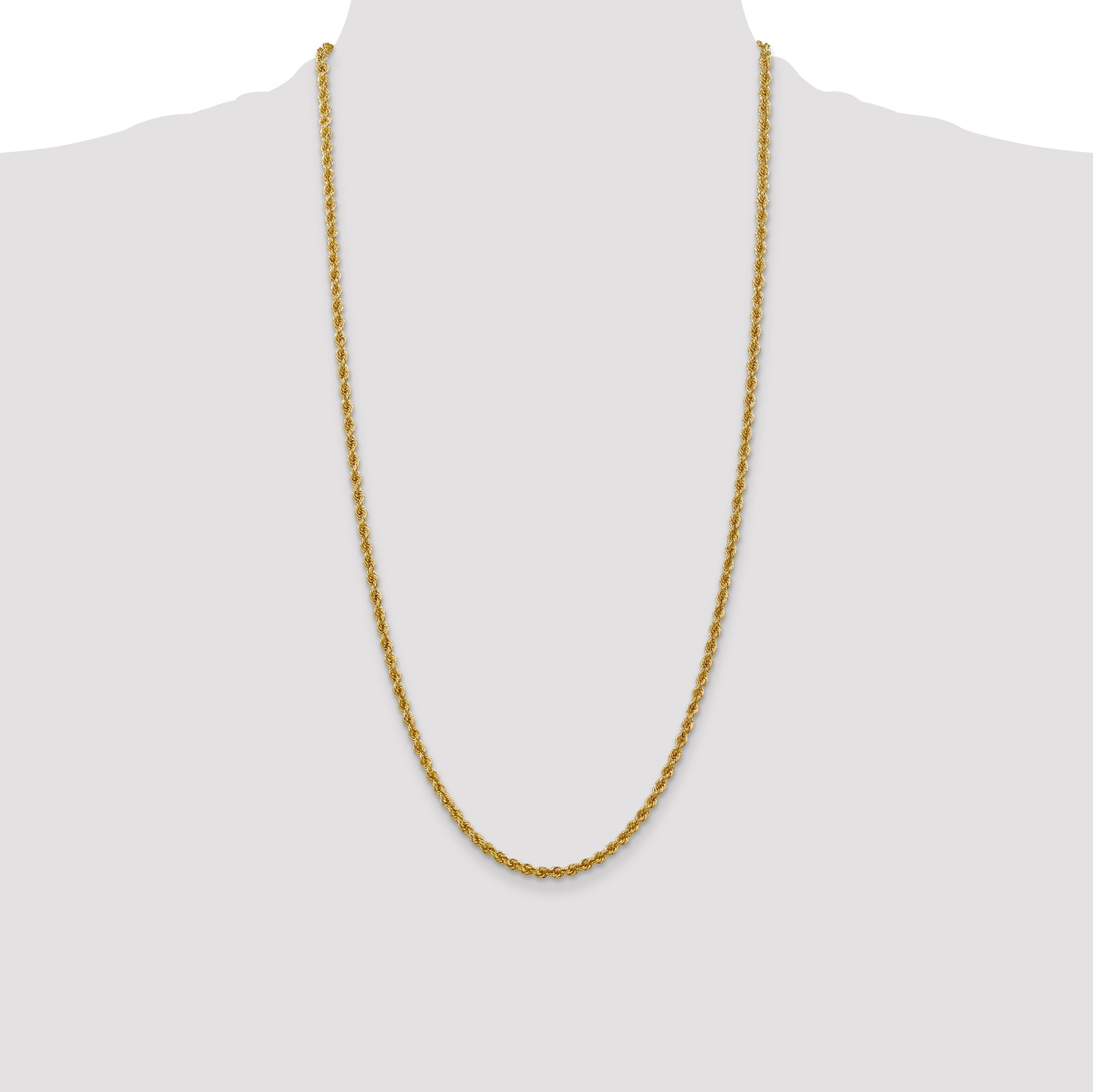 14k 3.0mm Solid Rope Chain