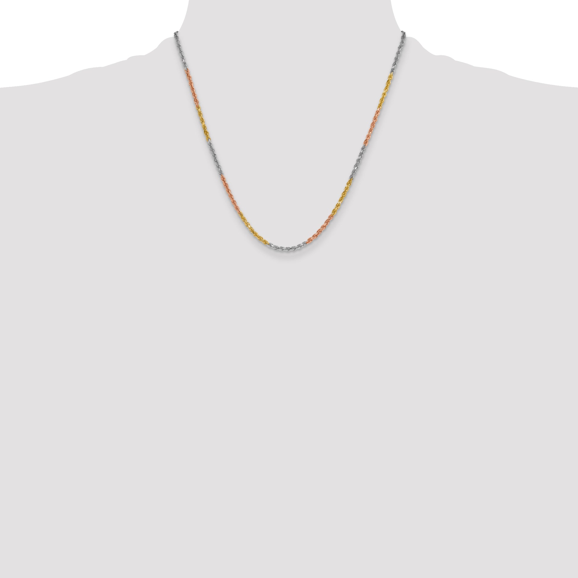 14k Tri-color 3.0mm Diamond-cut Rope Chain