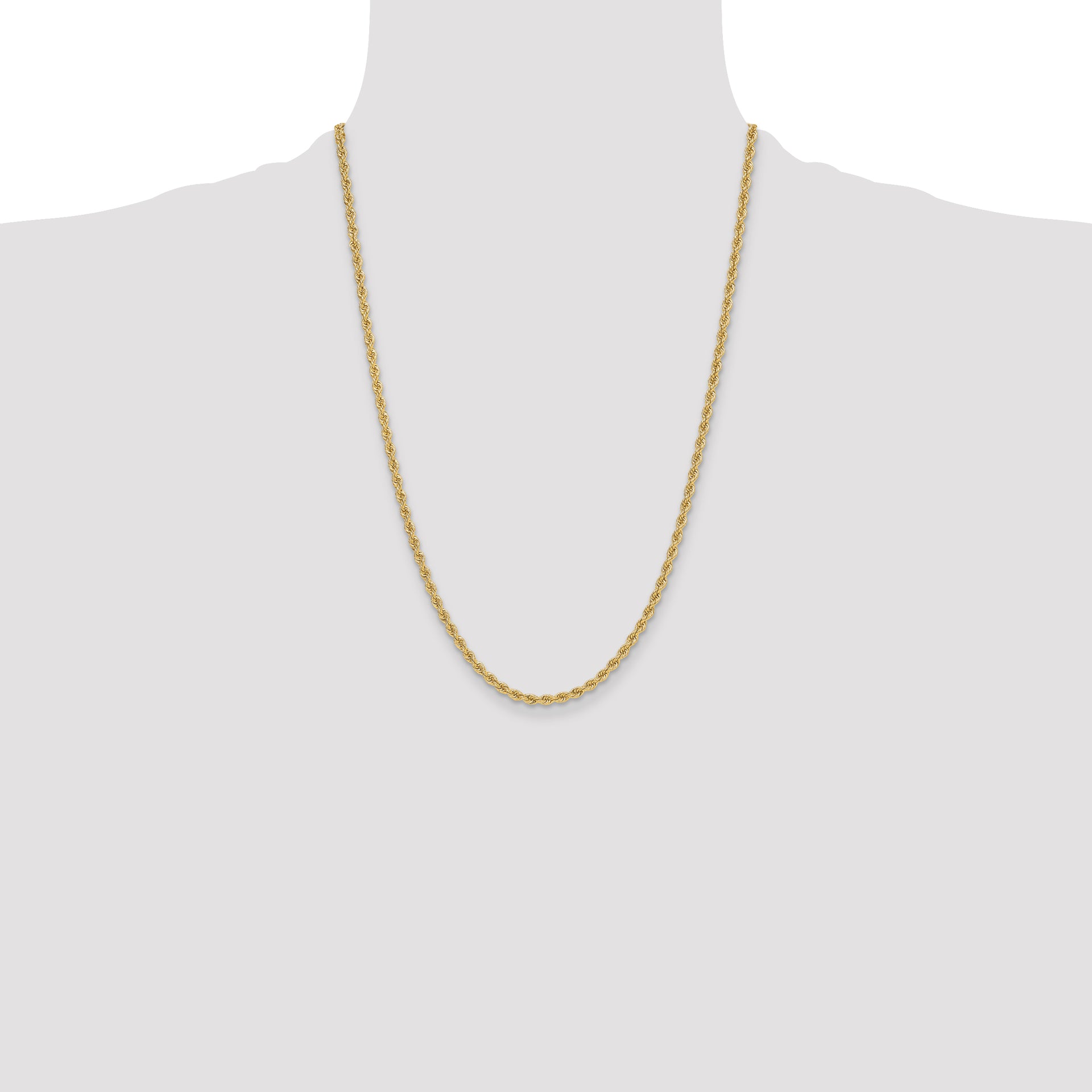 14k 3.3mm Solid Rope Chain