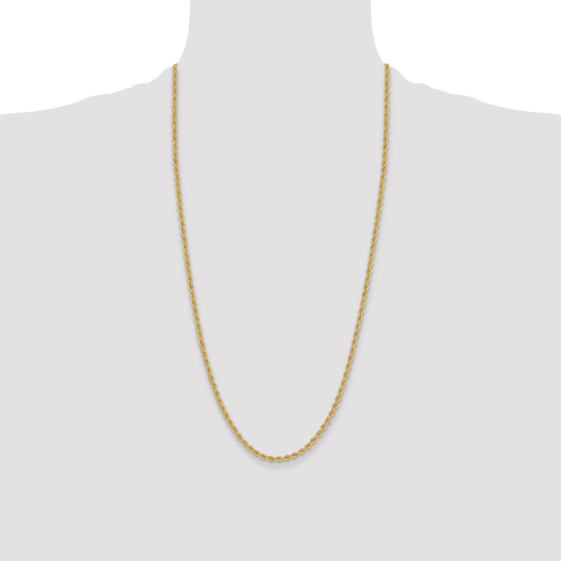 14k 3.3mm Solid Rope Chain