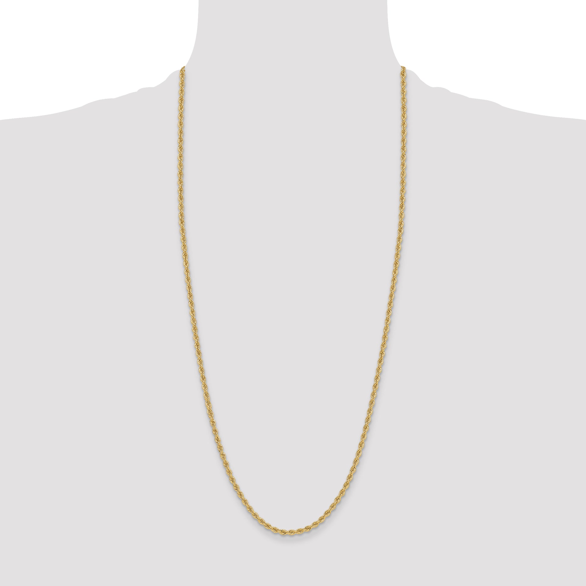 14k 3.3mm Solid Rope Chain