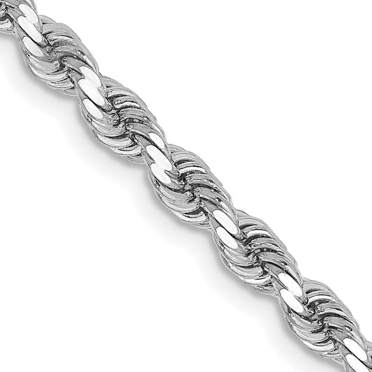 14k White Gold 3.25mm Diamond-cut Rope Chain