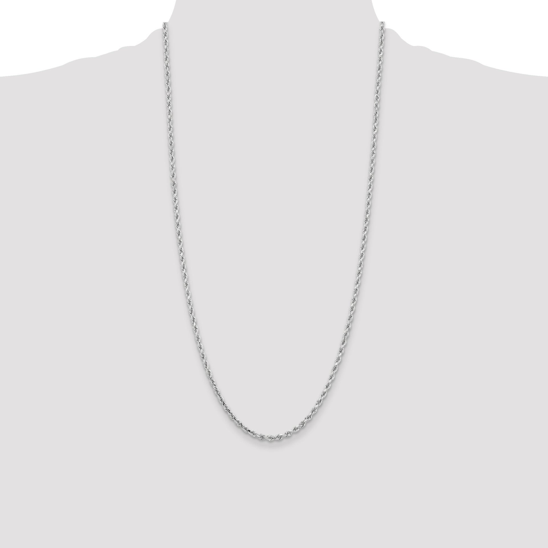 14k White Gold 3.25mm Diamond-cut Rope Chain