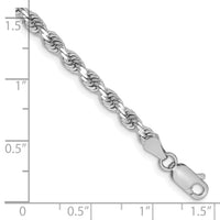 14k White Gold 3.25mm Diamond-cut Rope Chain