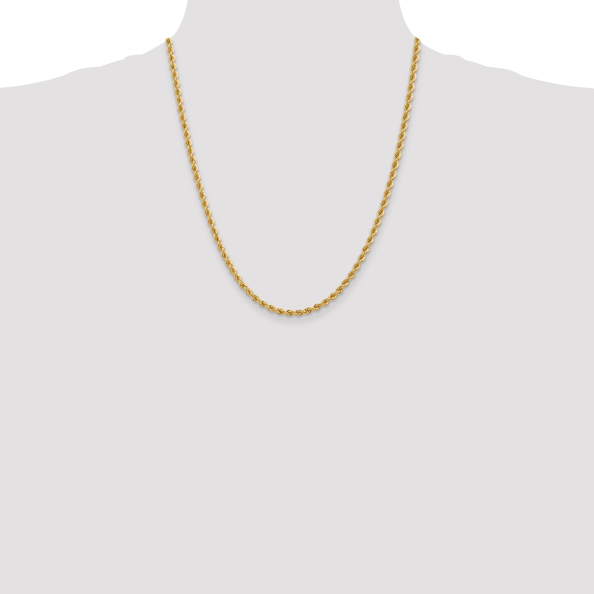 14k 3.65mm Solid Rope Chain