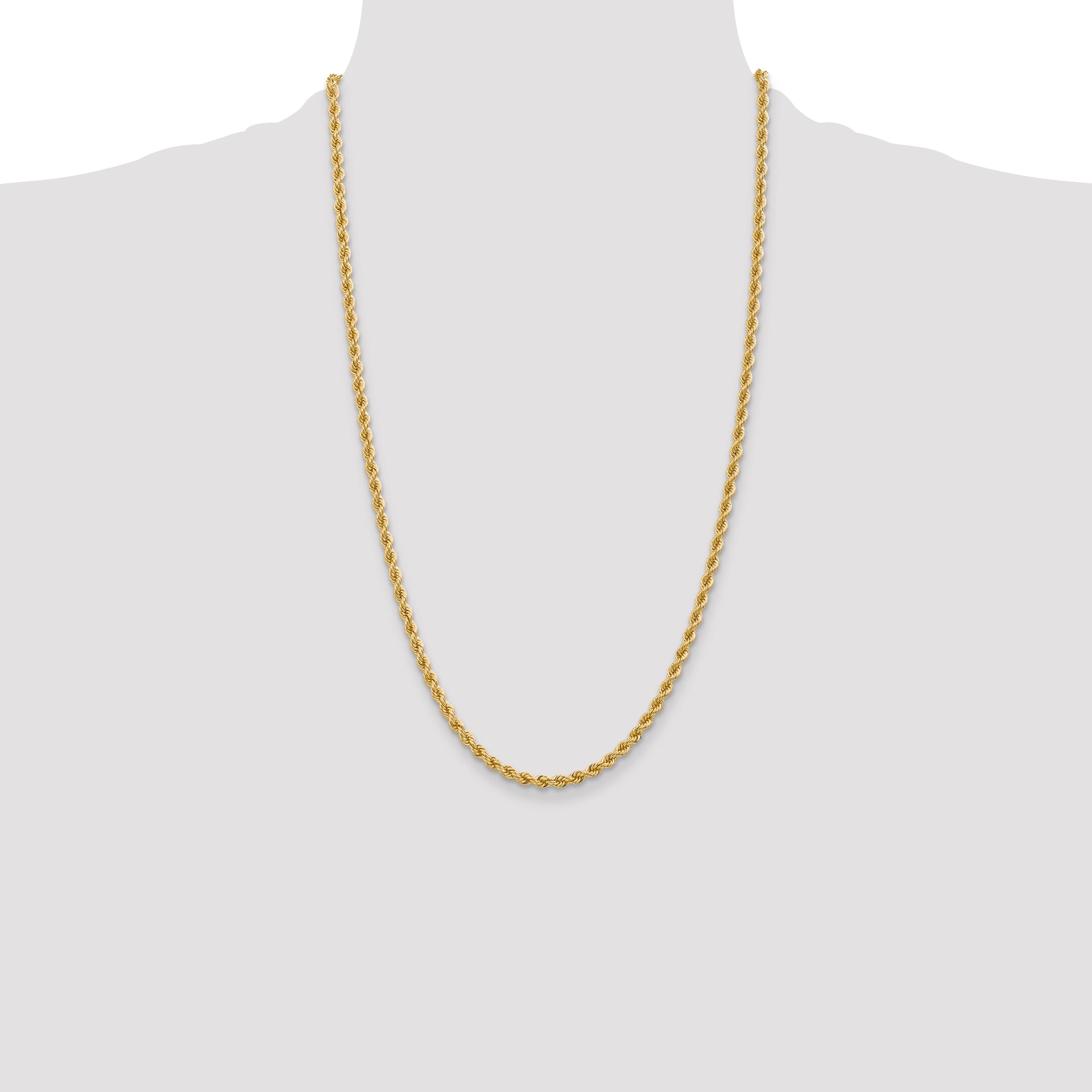 14k 3.65mm Solid Rope Chain