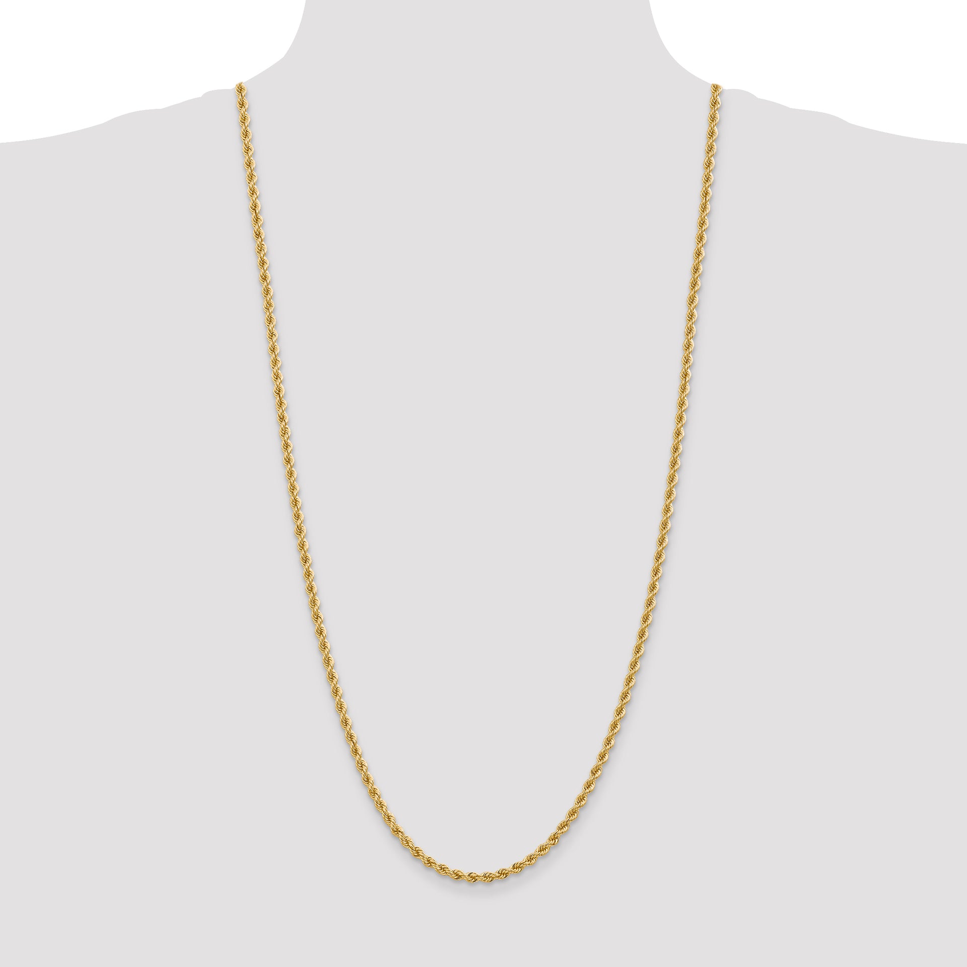 14k 3.65mm Solid Rope Chain