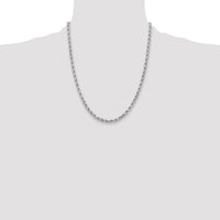 14k White Gold 3.75mm Diamond-cut Rope Chain
