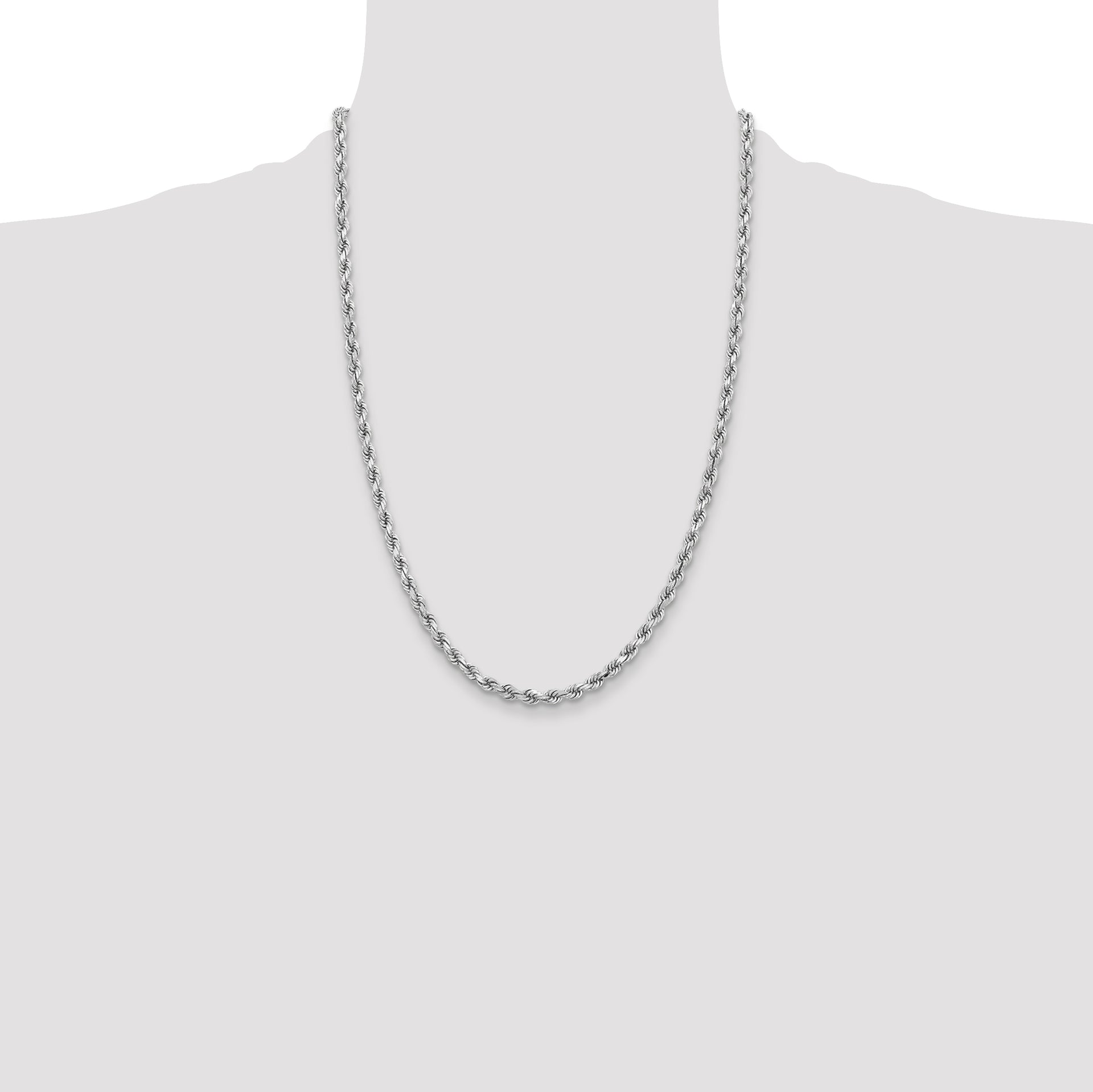 14k White Gold 3.75mm Diamond-cut Rope Chain