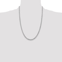 14k White Gold 3.75mm Diamond-cut Rope Chain