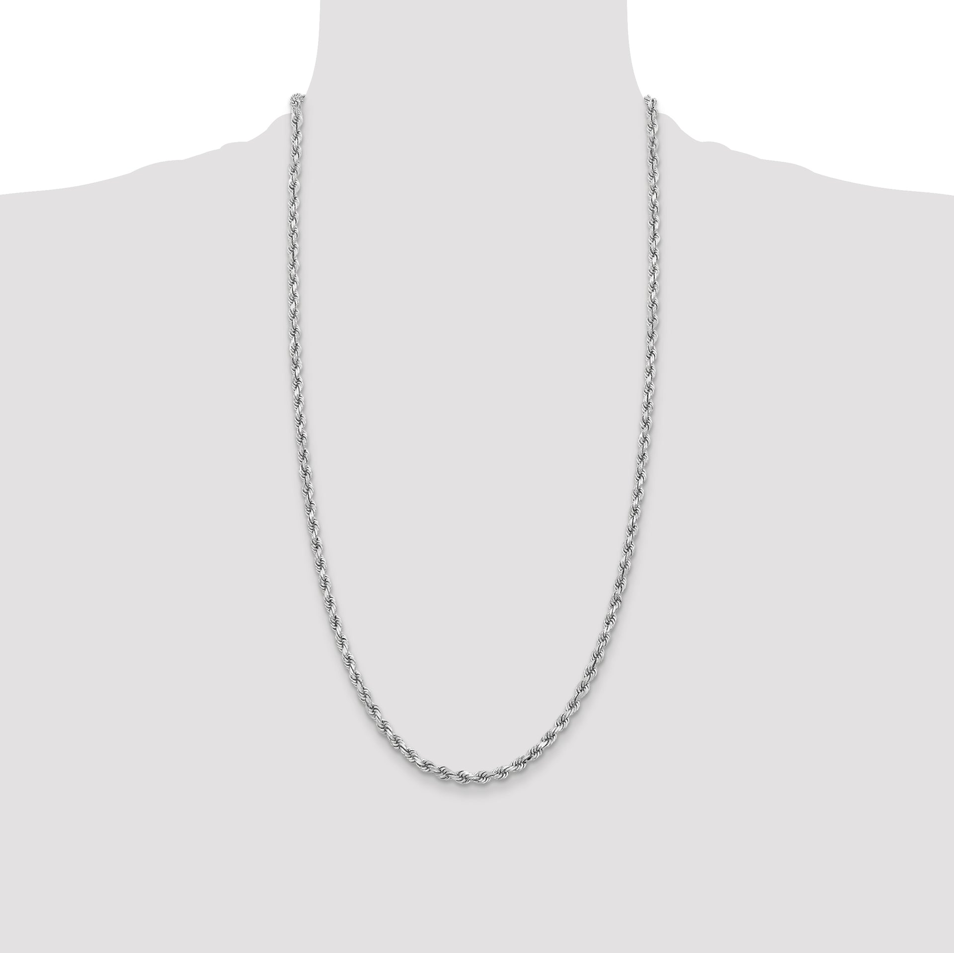 14k White Gold 3.75mm Diamond-cut Rope Chain