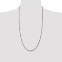 14k White Gold 3.75mm Diamond-cut Rope Chain