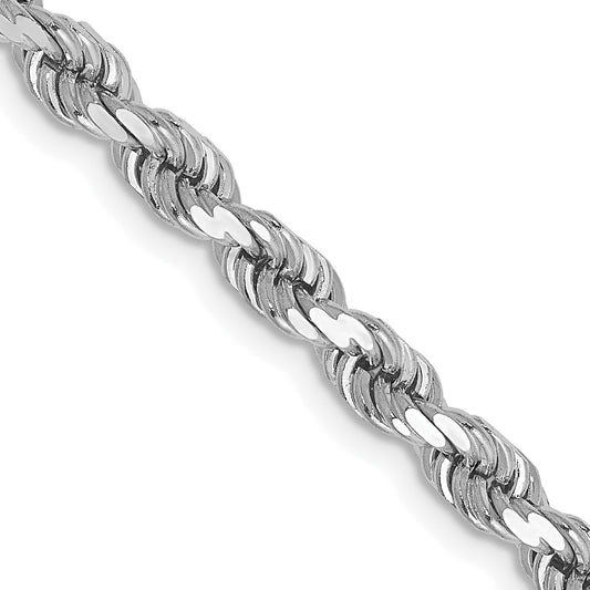 14k White Gold 4.0mm Diamond-cut Rope Chain