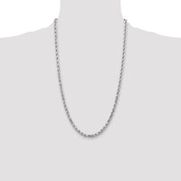 14k Whie Gold 4.5mm Diamond-cut Rope Chain