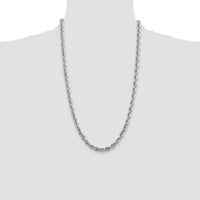 14k White Gold 5.5mm Diamond-cut Rope Chain