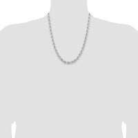 14k White Gold 6.5mm D/C Rope Fancy Lobster Clasp Chain