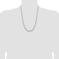 14k White Gold 6.5mm D/C Rope Fancy Lobster Clasp Chain