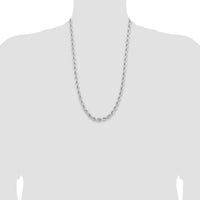 14k White Gold 6.5mm D/C Rope Fancy Lobster Clasp Chain