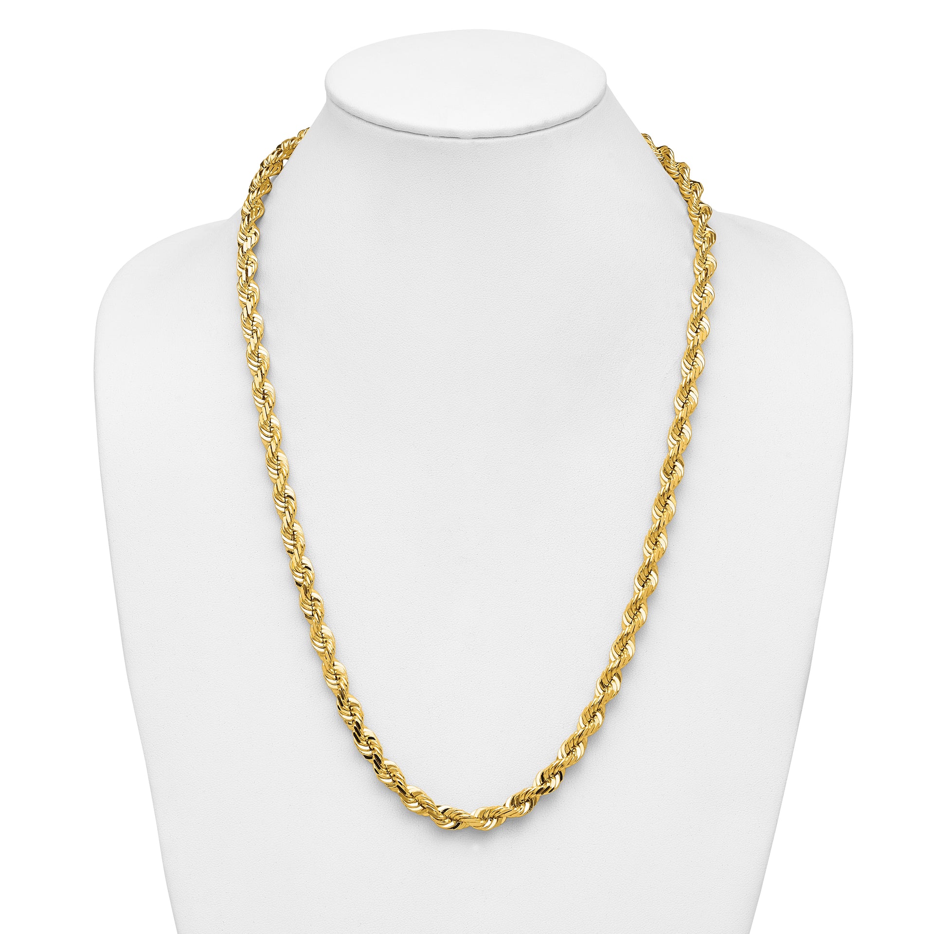 14k 7.0mm D/C Rope Fancy Lobster Clasp Chain