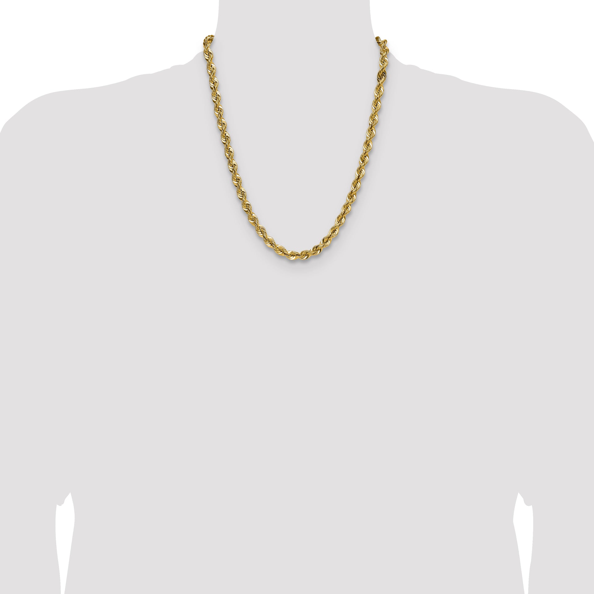 14k 7.5mm Solid Rope Chain