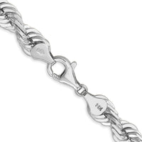 14k White Gold 7.0mm D/C Rope Fancy Lobster Clasp Chain
