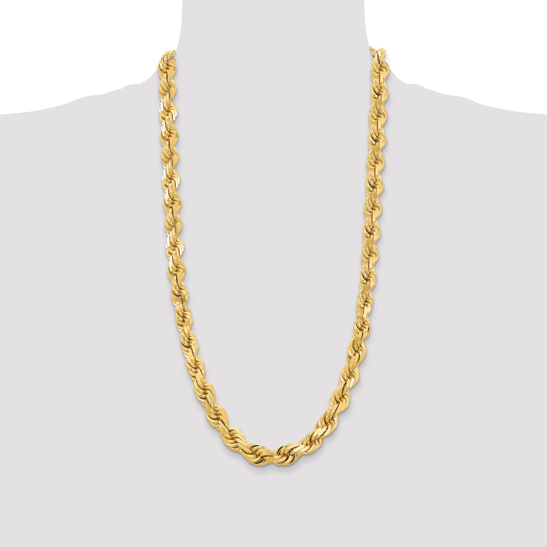 14k 12.0mm D/C Rope Fancy Lobster Clasp Chain