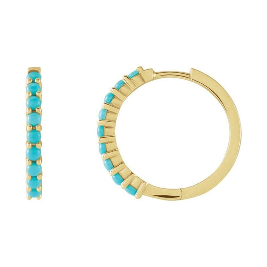 Cabochon Hinged Hoop Earrings